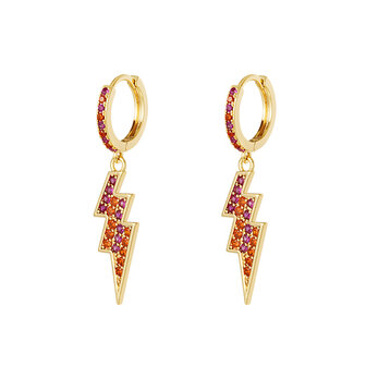 Earrings lightning bolt - fuchsia/orange