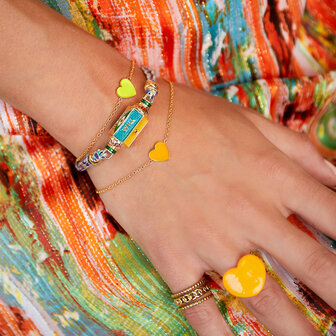 BRACELET - WITH COLORFUL CHARM - YELLOW