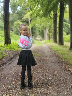 KIDS ROCKING SWEATER - GRIJS MELANGE - NEON ROZE PRINT