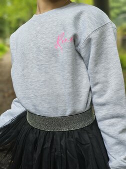  ROCKING SWEATER - GRAY MELANGE - NEON PINK PRINT