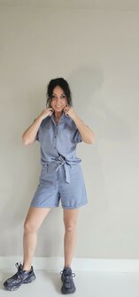 SHORT LINEN BLAUW