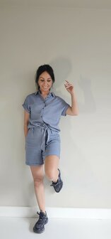 SHORT LINEN BLAUW