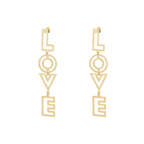 LOVE Patterned Earrings - Gold
