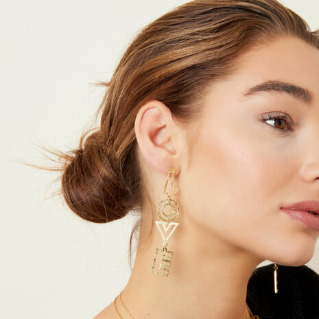 LOVE Patterned Earrings - Gold