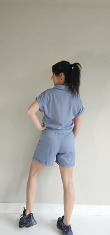 SHORT LINEN BLAUW