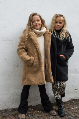 GIRLS TEDDY COAT ZWART