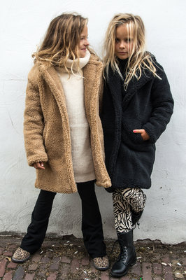 GIRLS TEDDY COAT ZWART
