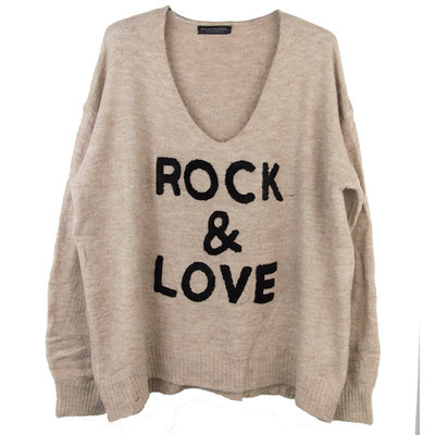 ROCK & LOVE GEBREIDE V-HALS TRUI SAND