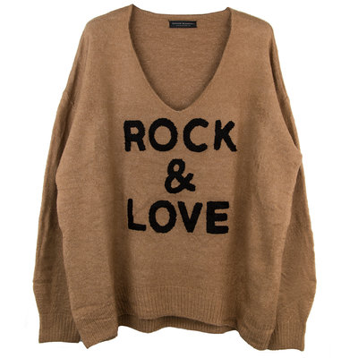 ROCK & LOVE GEBREIDE V-HALS TRUI CARAMEL