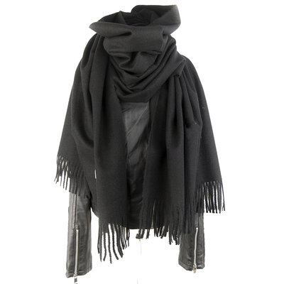 CASHMERE SHAWL ; 100% SCHEERWOL ZWART