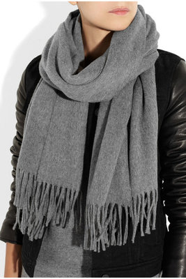 CASHMERE SHAWL ; 100% SCHEERWOL GRIJS