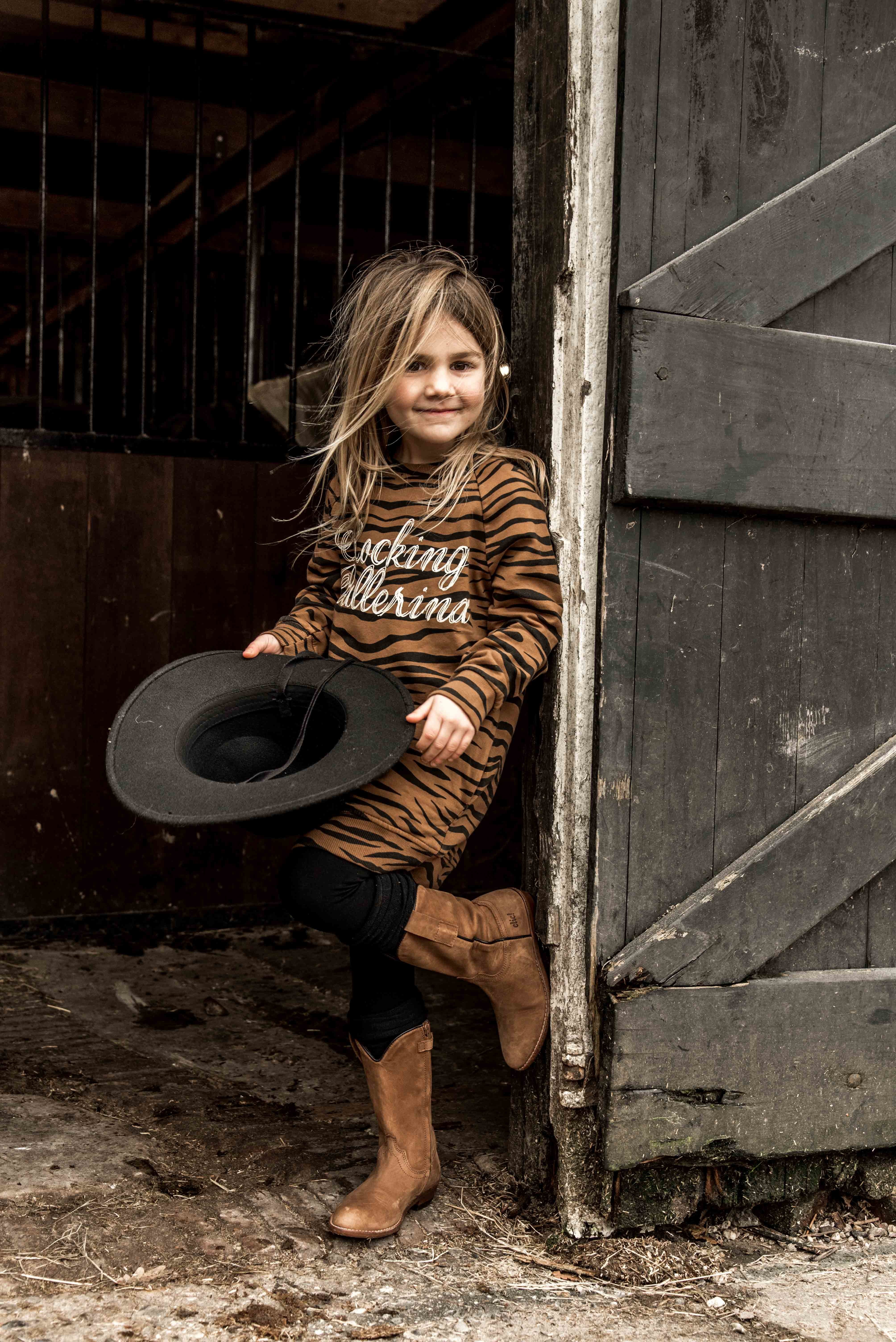 GIRLS SWEATDRESS TIGER ROCKING BALLERINA