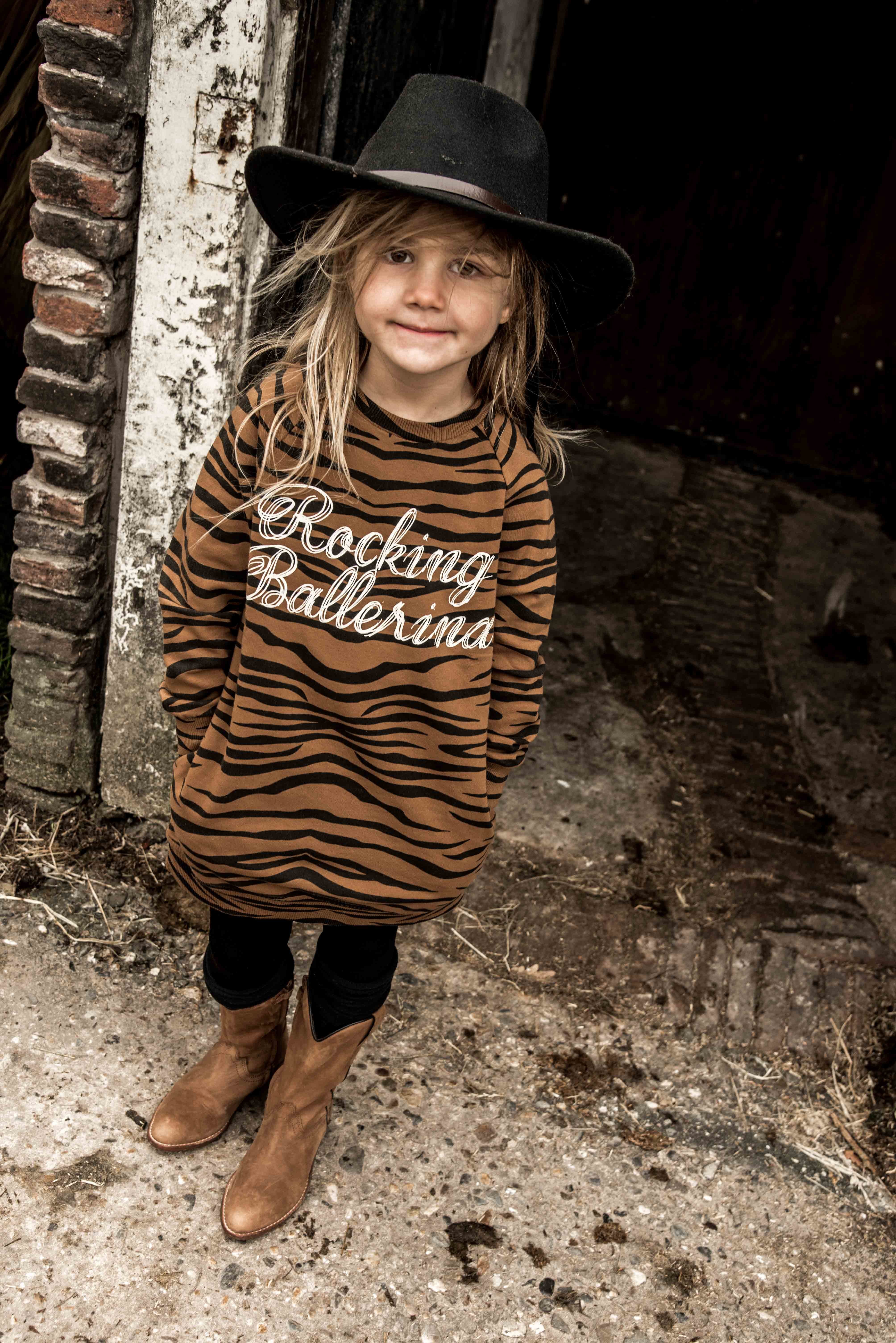 GIRLS SWEATDRESS TIGER ROCKING BALLERINA