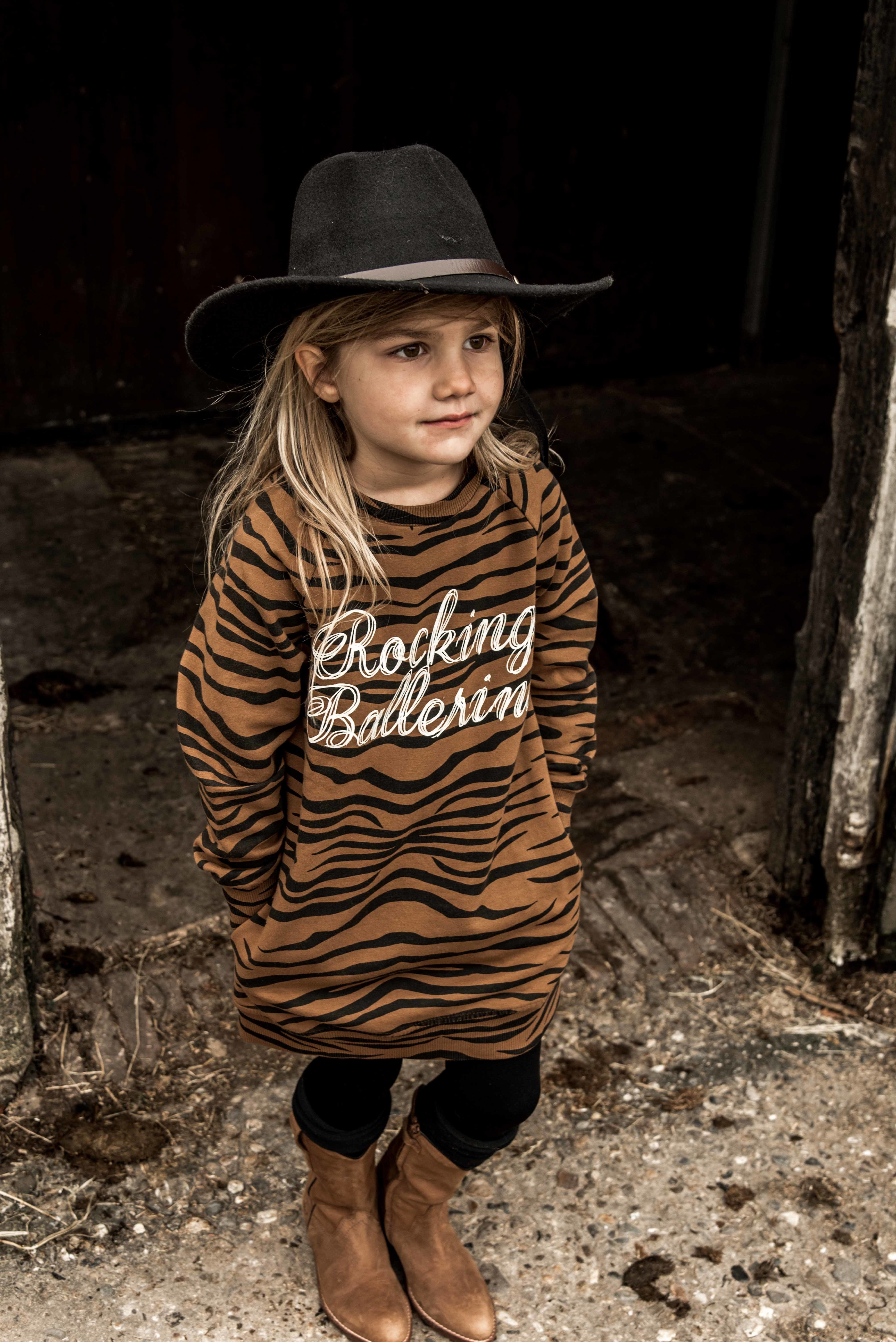 GIRLS SWEATDRESS TIGER ROCKING BALLERINA