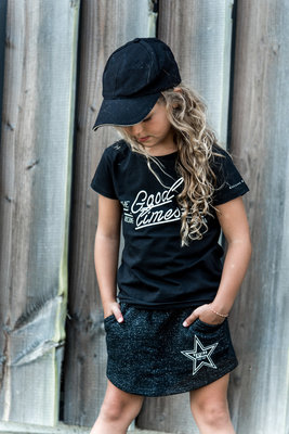 GIRLS : GLITTER ROKJE ZWART MET ZAKKEN (MAG NIET MEER RETOUR)