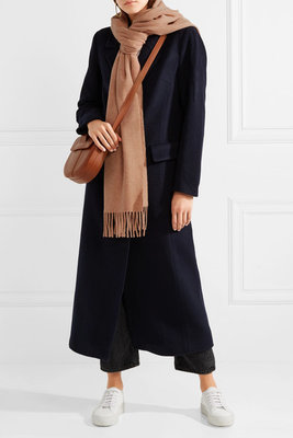 CASHMERE SHAWL ; 100% SCHEERWOL CAMEL