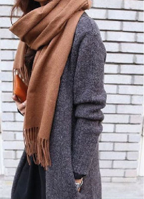 CASHMERE SHAWL ; 100% SCHEERWOL CAMEL