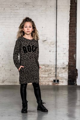 SWEATDRESS ARMYGREEN LEOPARD ; ROCK ( GIRLS)