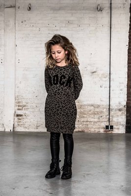 SWEATDRESS ARMYGREEN LEOPARD ; ROCK ( GIRLS)