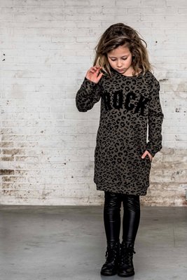 SWEATDRESS ARMYGREEN LEOPARD ; ROCK ( GIRLS)