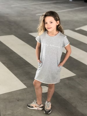 98/104 laatste! GIRLS SWEATDRESS GREY MELANGE