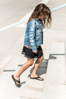 GIRLS DENIM JACKET ROCKING BALLERINA MOUWEN !