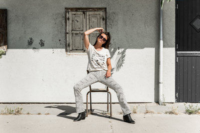 CHEETAH FLARE PANTS CREME.