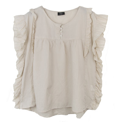 TUNIEK BLOUSE RUFFLE CREAM