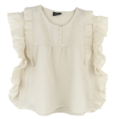 GIRLS TUNIEK BLOUSE RUFFLE CREAM