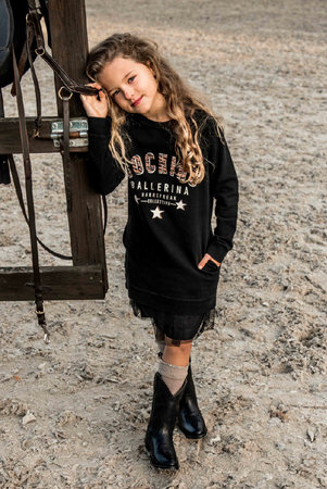GIRLS SWEATDRESS STARS BLACK - MAG NIET MEER RETOUR