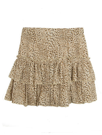 LEOPARD SKIRT RUFFLES SAND