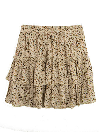 LEOPARD SKIRT RUFFLES SAND