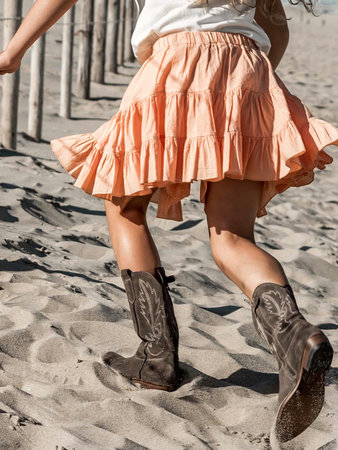 GIRLS RUFFLE SKIRT & INNERSHORT PEACH