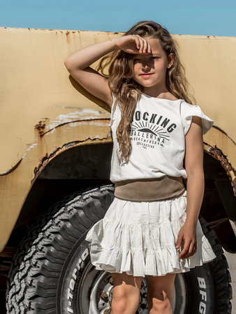 GIRLS RUFFLE TEE : ROCKING BALLERINA SUN COCONUT