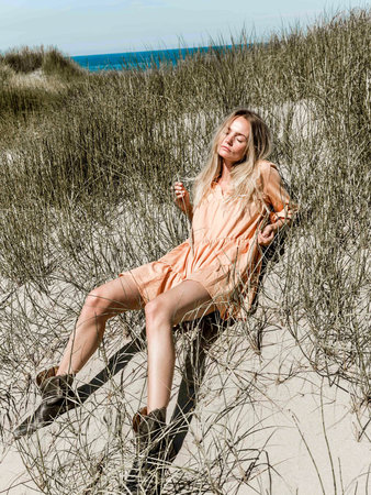 JERSEY BEACHDRESS PEACH