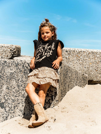 GIRLS LEOPARD RUFFLE SKIRT SAND