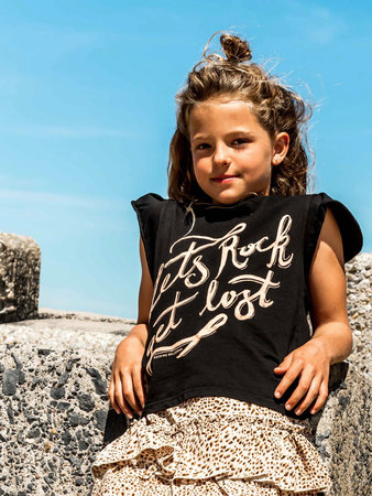 GIRLS LEOPARD RUFFLE SKIRT SAND