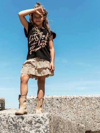 GIRLS LEOPARD RUFFLE SKIRT SAND