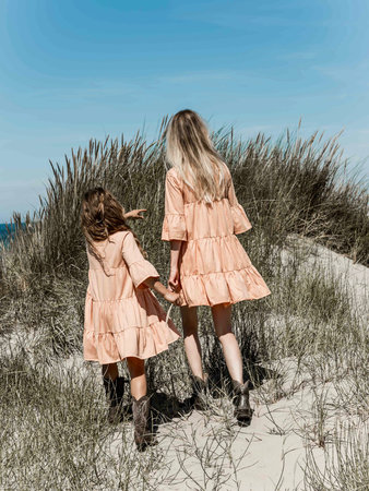 GIRLS JERSEY SMOCK DRESS PEACH