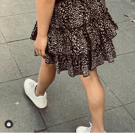 GIRLS LEOPARD RUFFLE SKIRT BLACK