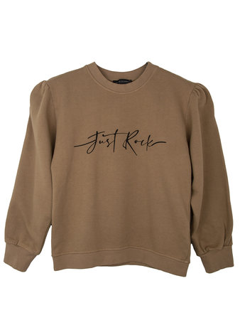GIRLS OVERSIZED SWEATER JUST ROCK - CAMEL
