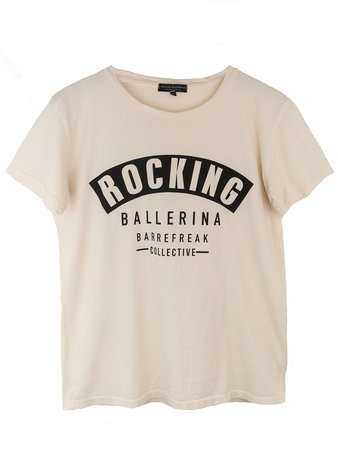 ROUND NECK TEE : ROCKING BALLERINA CLASSIC - CREAM
