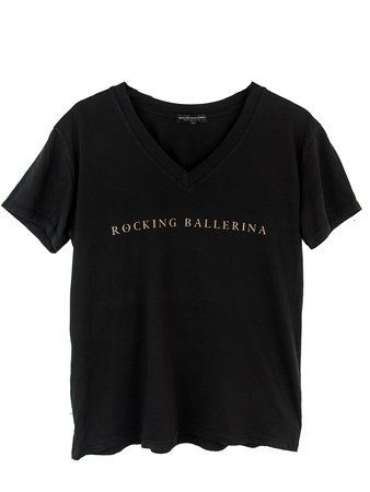 V- NECK TEE : ROCKING BALLERINA - BLACK