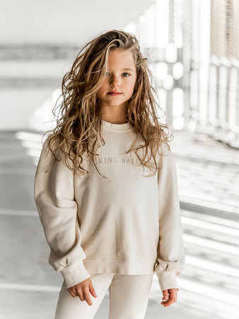 GIRLS OVERSIZED SWEATER ROCKING BALLERINA - CREAM