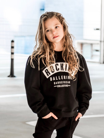 GIRLS OVERSIZED SWEATER ROCKING BALLERINA - BLACK
