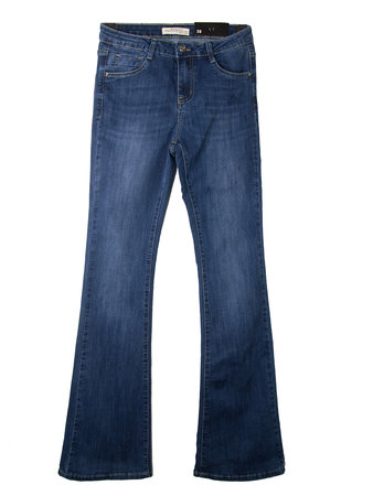 MID BLUE SKINNY FLARE ( LONG)