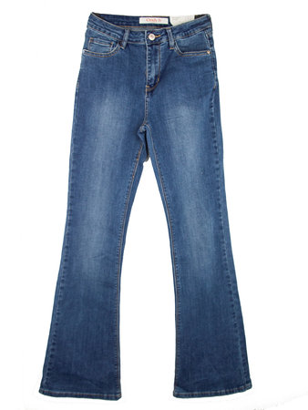 MID BLUE SKINNY FLARE ( LONG)