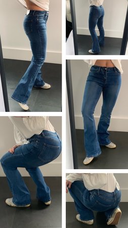 MID BLUE SKINNY FLARE ( LONG)