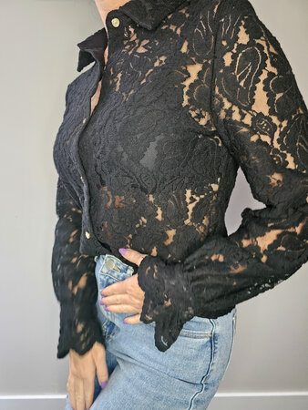 BLOUSE KANT ZWART