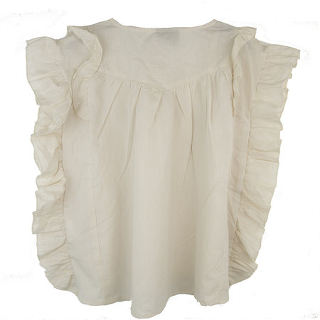 GIRLS TUNIEK BLOUSE RUFFLE CREAM - MAG NIET MEER RETOUR